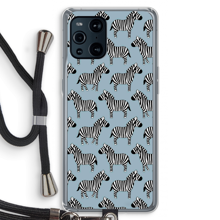 Zebra: Oppo Find X3 Pro Transparant Hoesje met koord