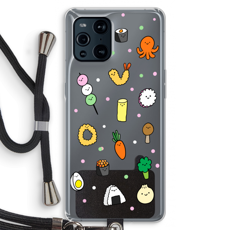 Happy bento friends: Oppo Find X3 Pro Transparant Hoesje met koord