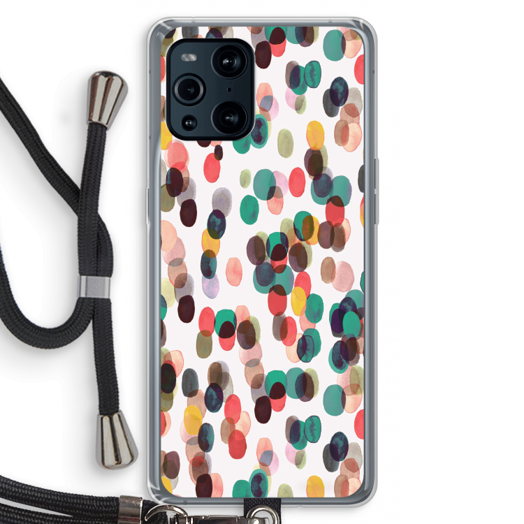 Tropical Dots: Oppo Find X3 Pro Transparant Hoesje met koord