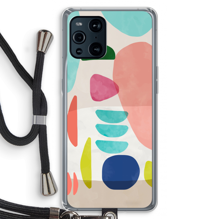 Bold Rounded Shapes: Oppo Find X3 Pro Transparant Hoesje met koord
