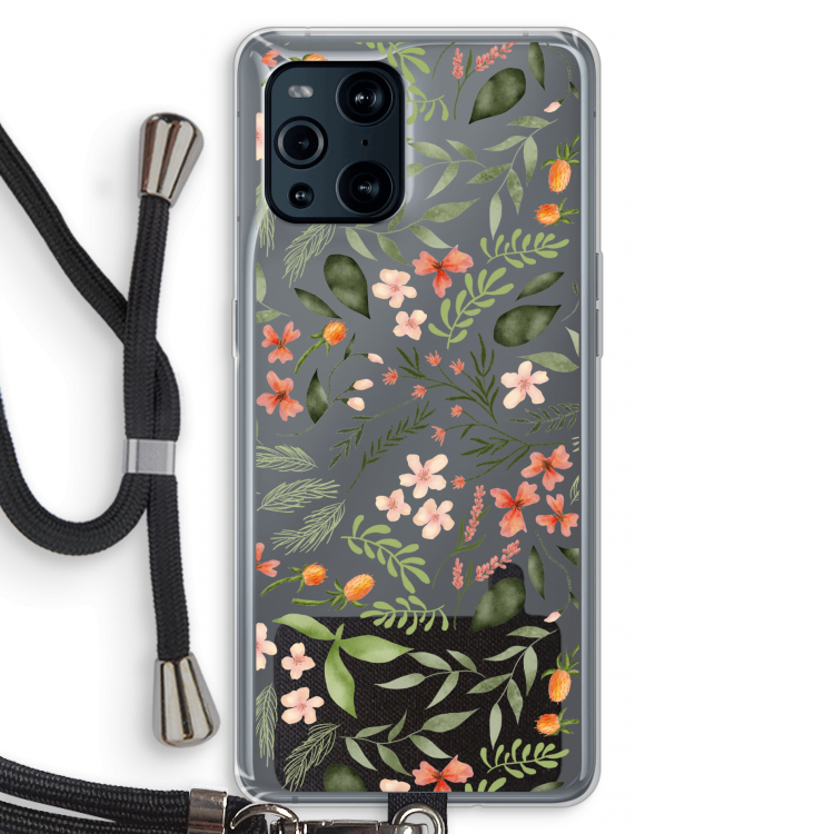 Sweet little flowers: Oppo Find X3 Pro Transparant Hoesje met koord