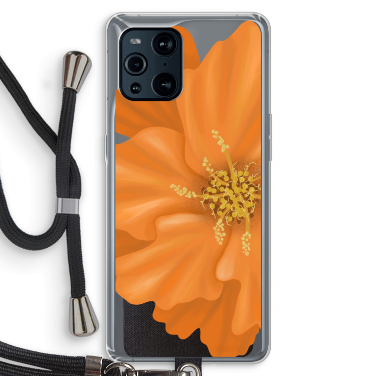 Orange Ellila flower: Oppo Find X3 Pro Transparant Hoesje met koord