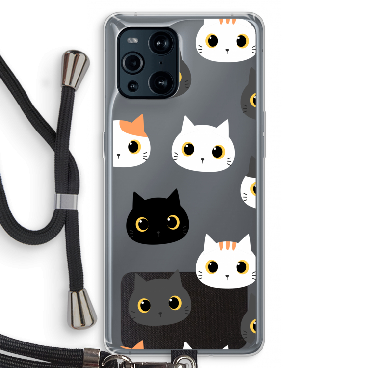 Katten: Oppo Find X3 Pro Transparant Hoesje met koord