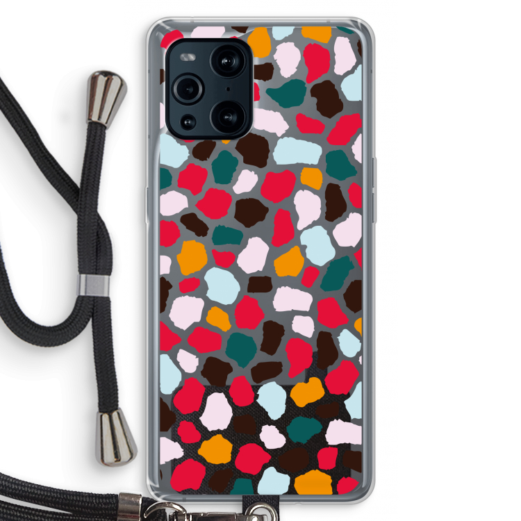 Colored Giraffe: Oppo Find X3 Pro Transparant Hoesje met koord