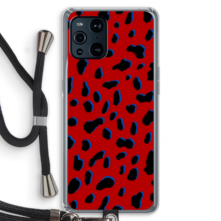 Red Leopard: Oppo Find X3 Pro Transparant Hoesje met koord