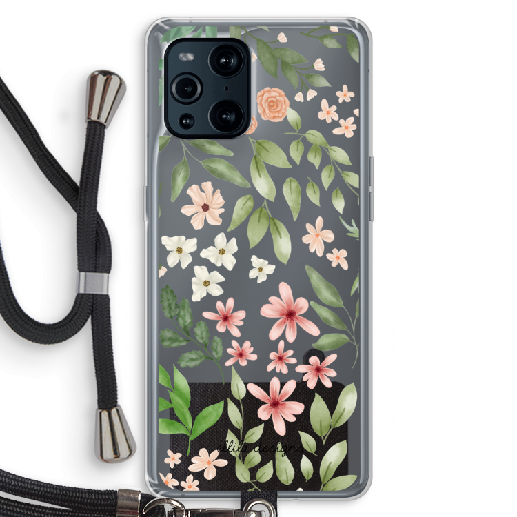 Botanical sweet flower heaven: Oppo Find X3 Pro Transparant Hoesje met koord