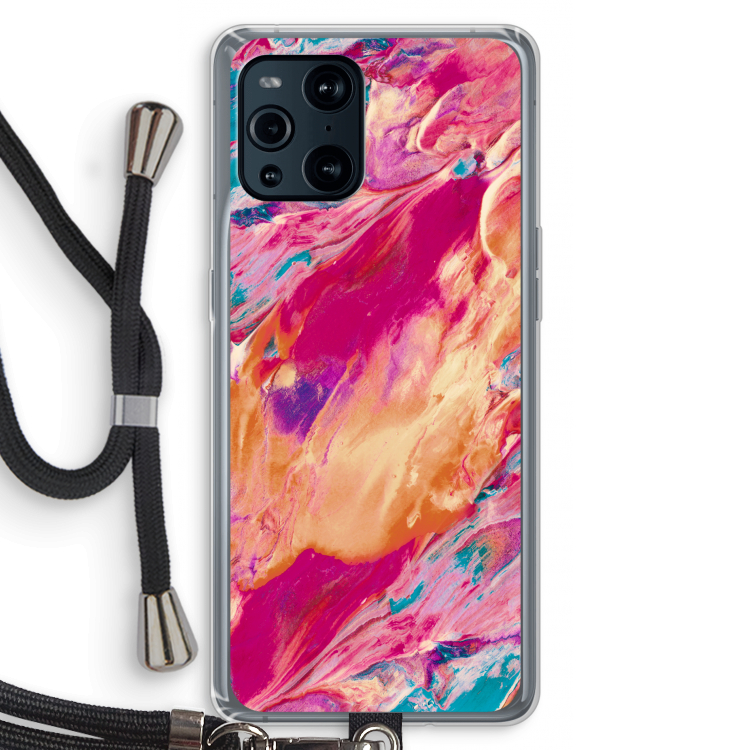 Pastel Echoes: Oppo Find X3 Pro Transparant Hoesje met koord