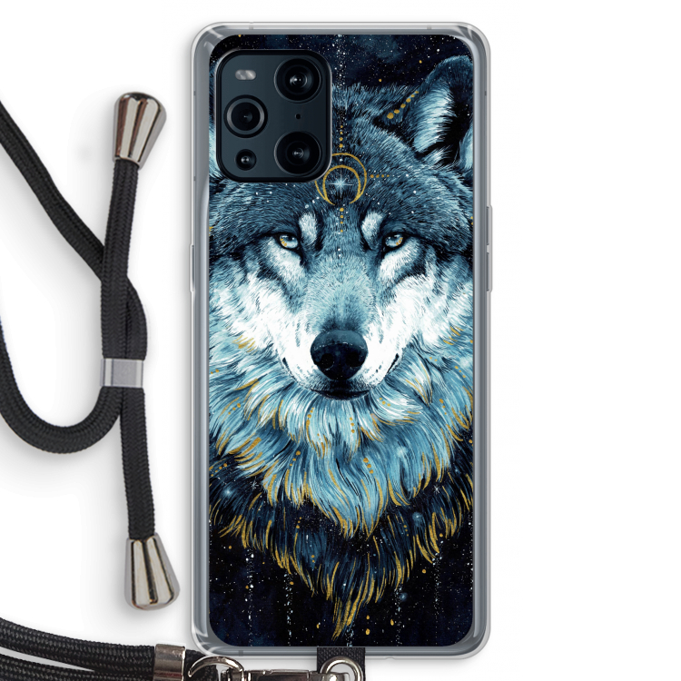 Darkness Wolf: Oppo Find X3 Pro Transparant Hoesje met koord