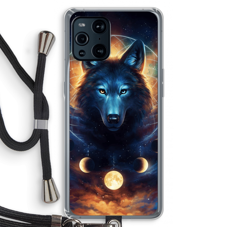 Wolf Dreamcatcher: Oppo Find X3 Pro Transparant Hoesje met koord