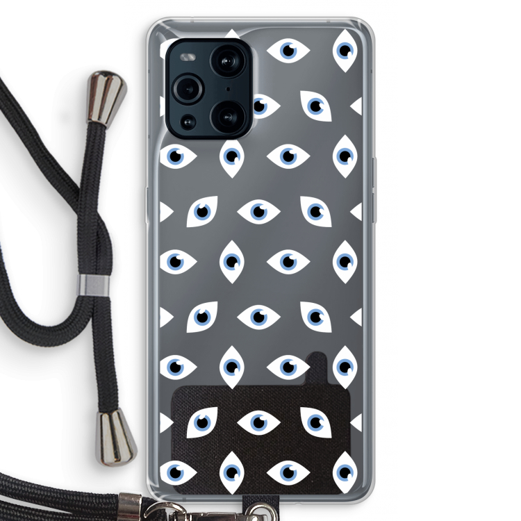 Eyes pattern: Oppo Find X3 Pro Transparant Hoesje met koord