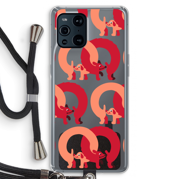 Dogs: Oppo Find X3 Pro Transparant Hoesje met koord