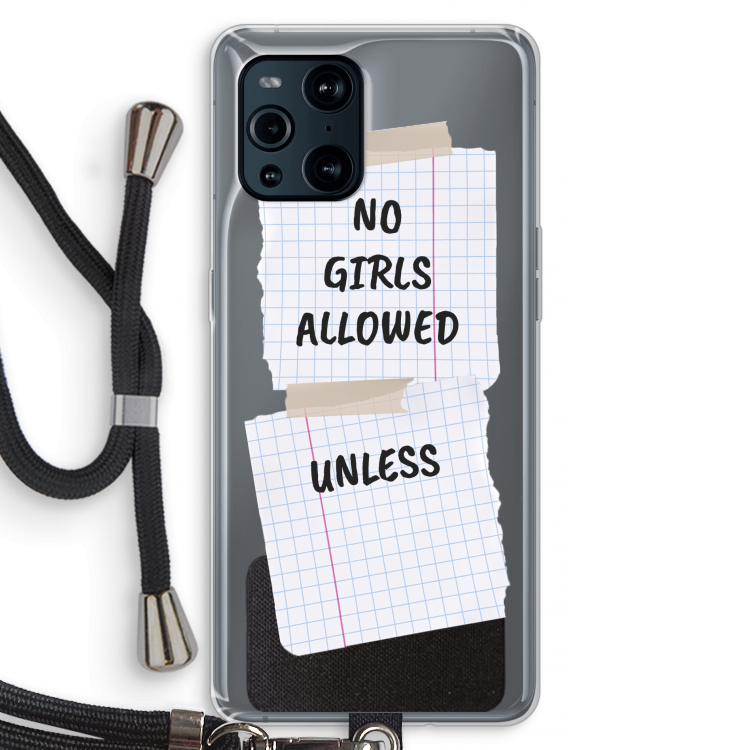 No Girls Allowed Unless: Oppo Find X3 Pro Transparant Hoesje met koord