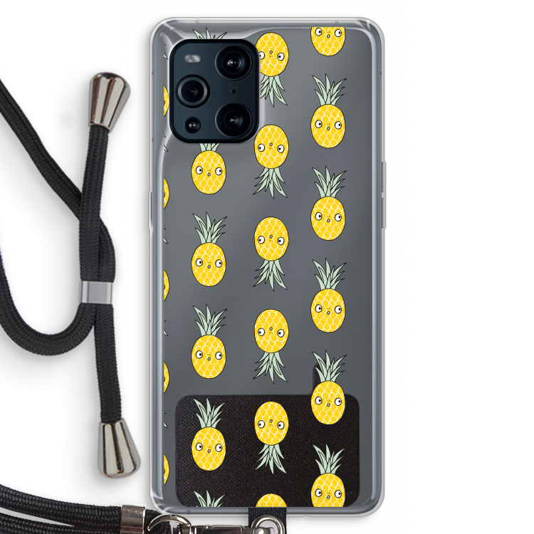 Ananas: Oppo Find X3 Pro Transparant Hoesje met koord
