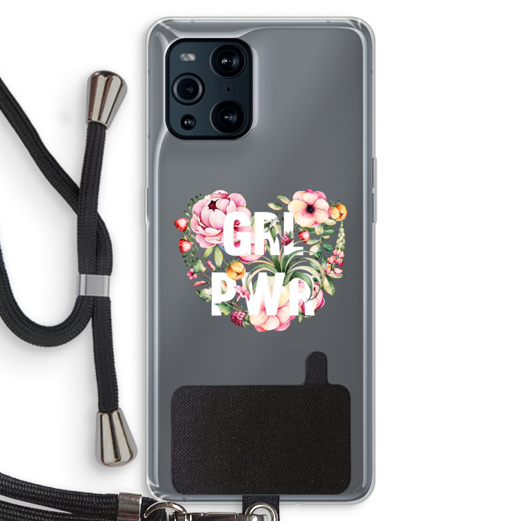 GRL PWR Flower: Oppo Find X3 Pro Transparant Hoesje met koord
