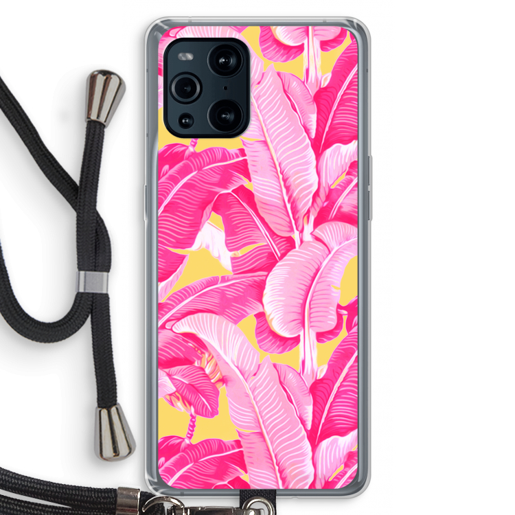 Pink Banana: Oppo Find X3 Pro Transparant Hoesje met koord