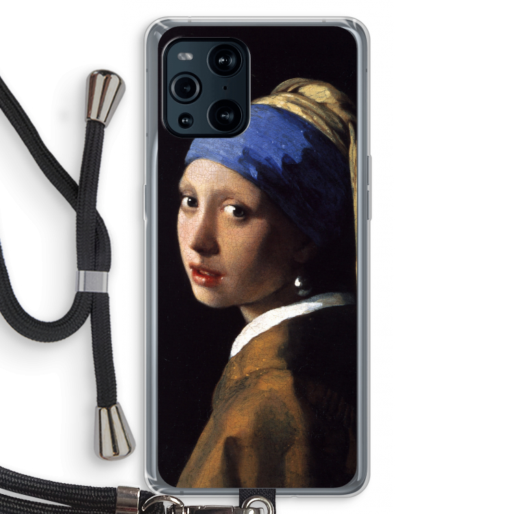 The Pearl Earring: Oppo Find X3 Pro Transparant Hoesje met koord