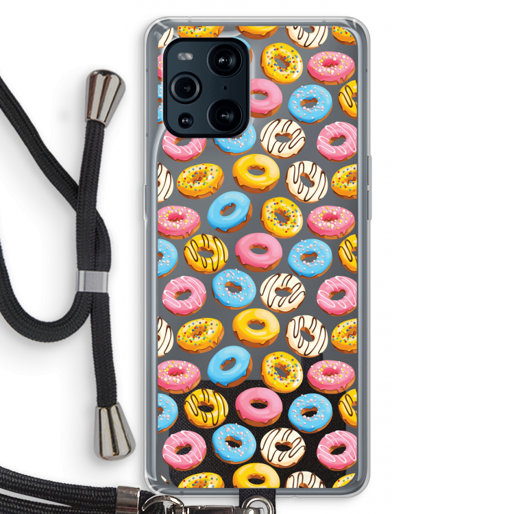Pink donuts: Oppo Find X3 Pro Transparant Hoesje met koord