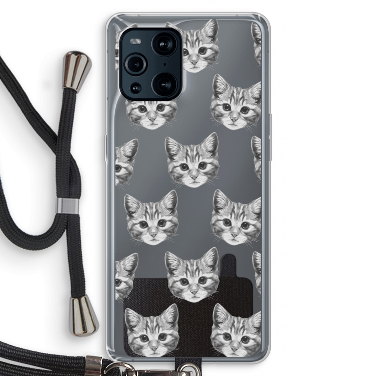 Kitten: Oppo Find X3 Pro Transparant Hoesje met koord