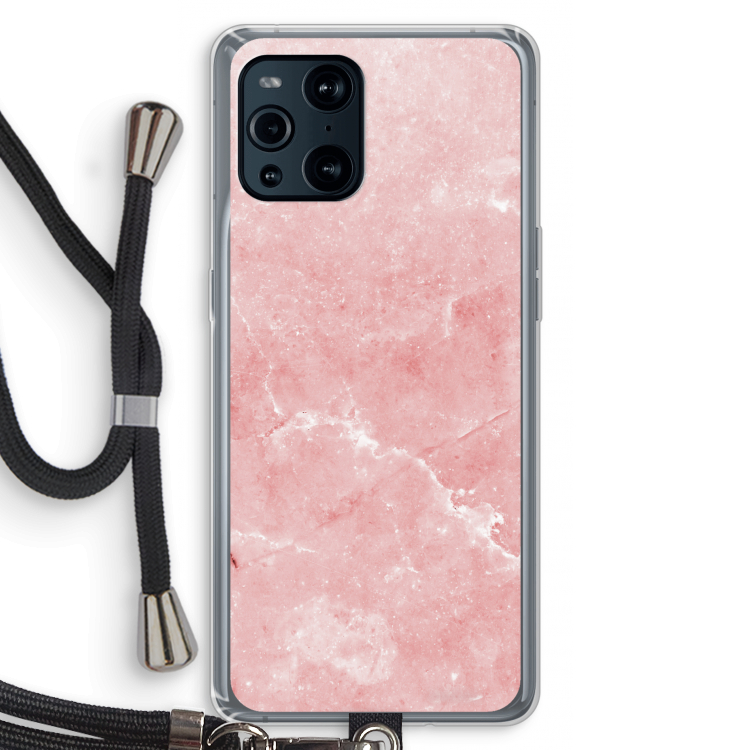 Roze marmer: Oppo Find X3 Pro Transparant Hoesje met koord