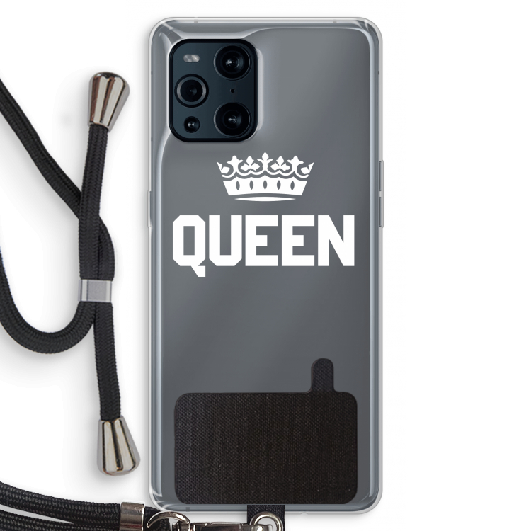 Queen zwart: Oppo Find X3 Pro Transparant Hoesje met koord