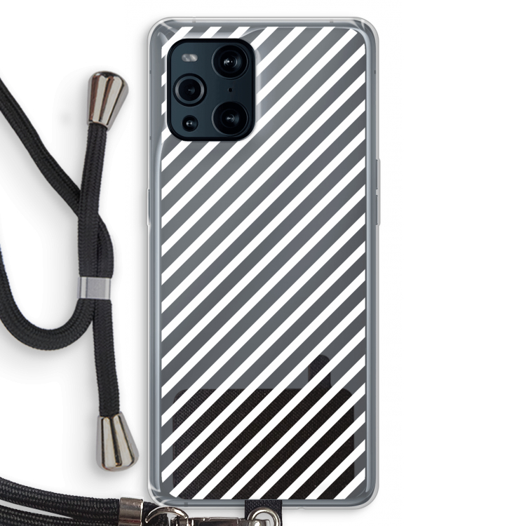 Strepen zwart-wit: Oppo Find X3 Pro Transparant Hoesje met koord