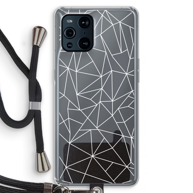 Geometrische lijnen wit: Oppo Find X3 Pro Transparant Hoesje met koord