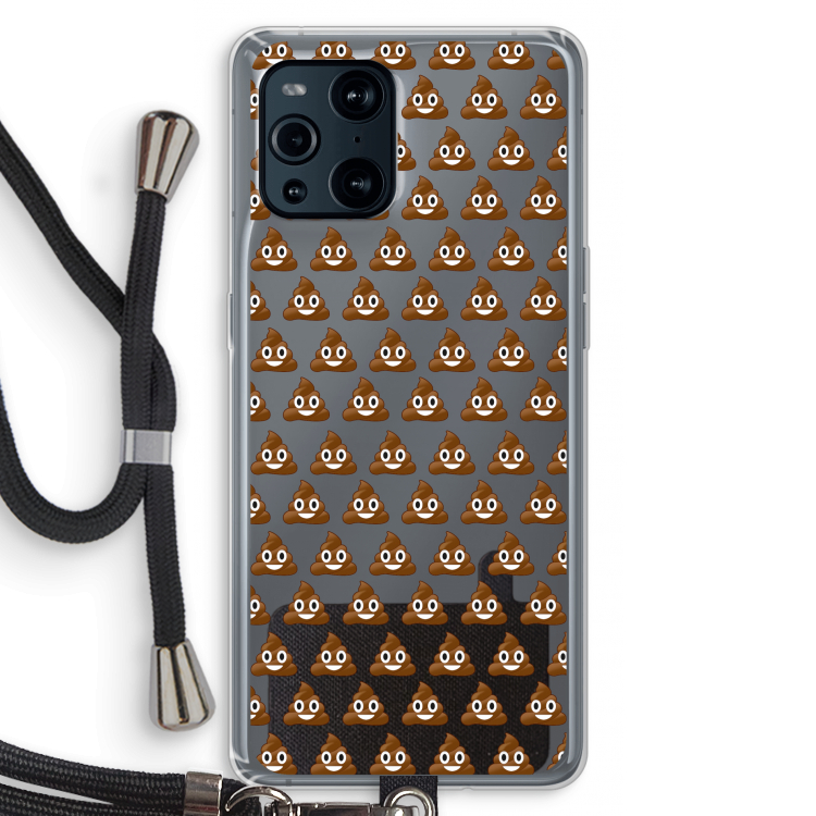 Poop emoji: Oppo Find X3 Pro Transparant Hoesje met koord