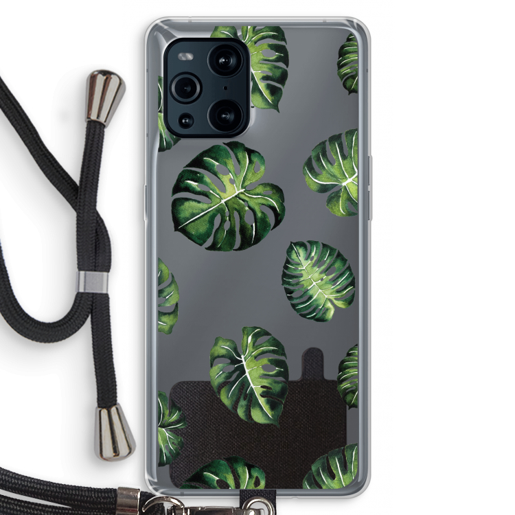 Tropische bladeren: Oppo Find X3 Pro Transparant Hoesje met koord