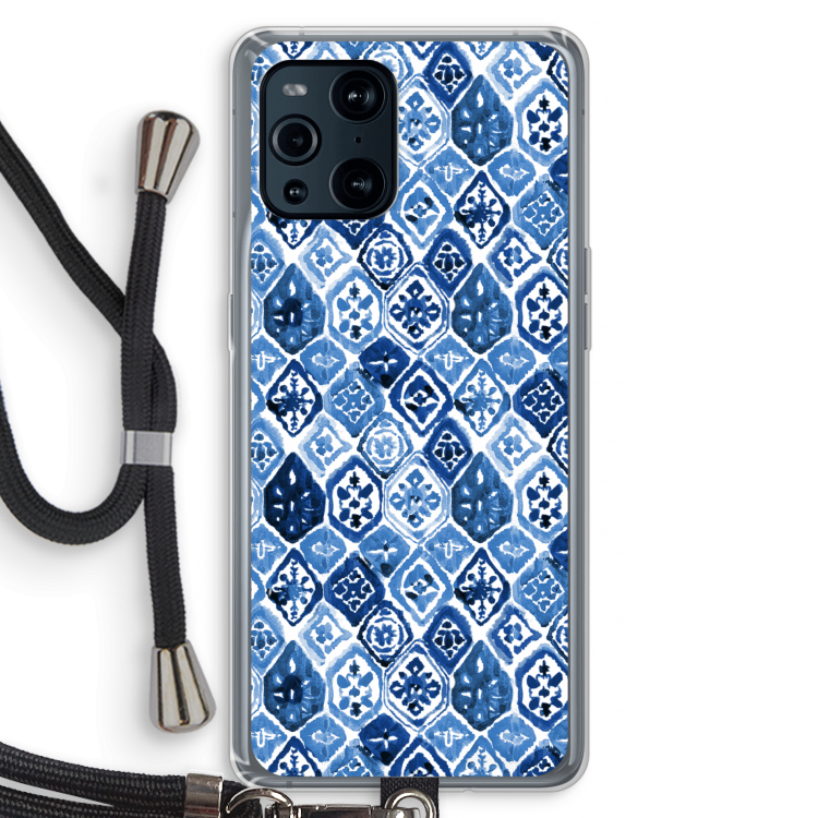 Blauw motief: Oppo Find X3 Pro Transparant Hoesje met koord