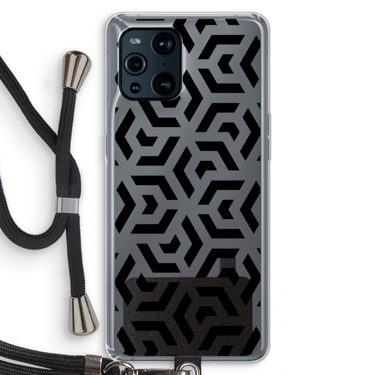 Crazy pattern: Oppo Find X3 Pro Transparant Hoesje met koord