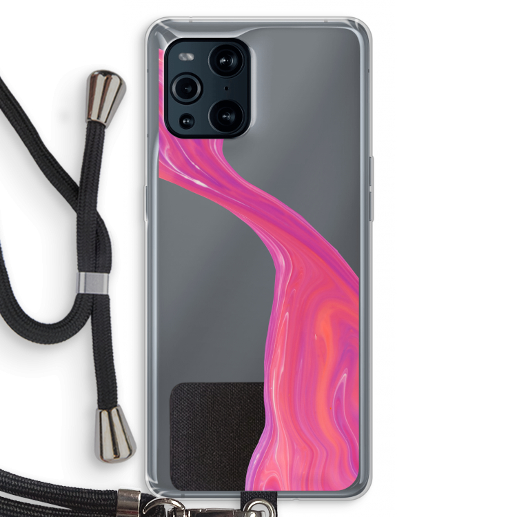 Paarse stroom: Oppo Find X3 Pro Transparant Hoesje met koord