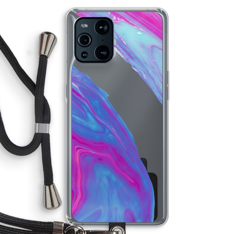 Zweverige regenboog: Oppo Find X3 Pro Transparant Hoesje met koord