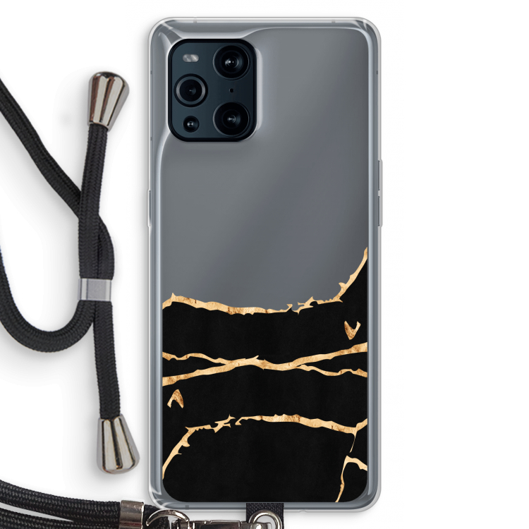 Gouden marmer: Oppo Find X3 Pro Transparant Hoesje met koord