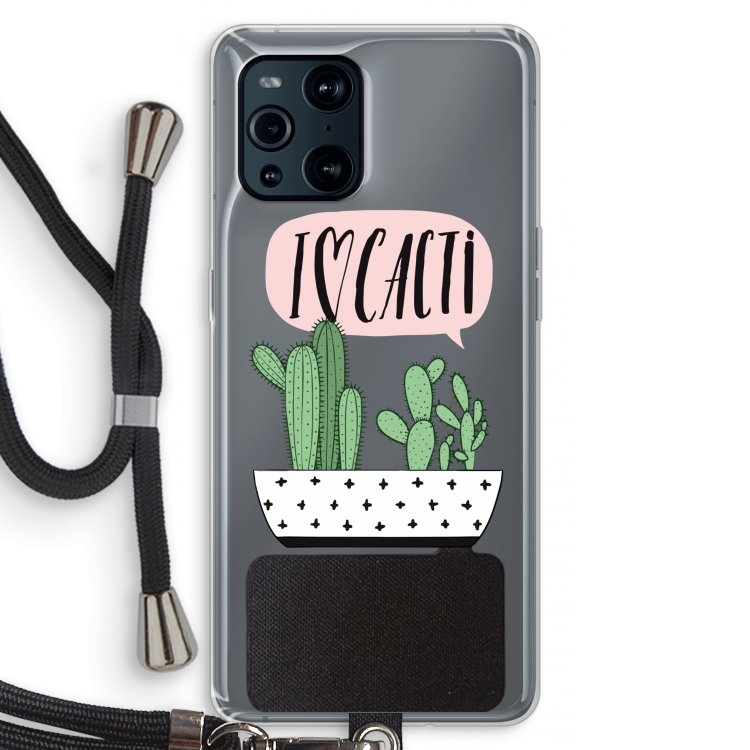 I love cacti: Oppo Find X3 Pro Transparant Hoesje met koord