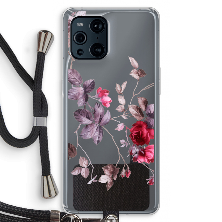 Mooie bloemen: Oppo Find X3 Pro Transparant Hoesje met koord