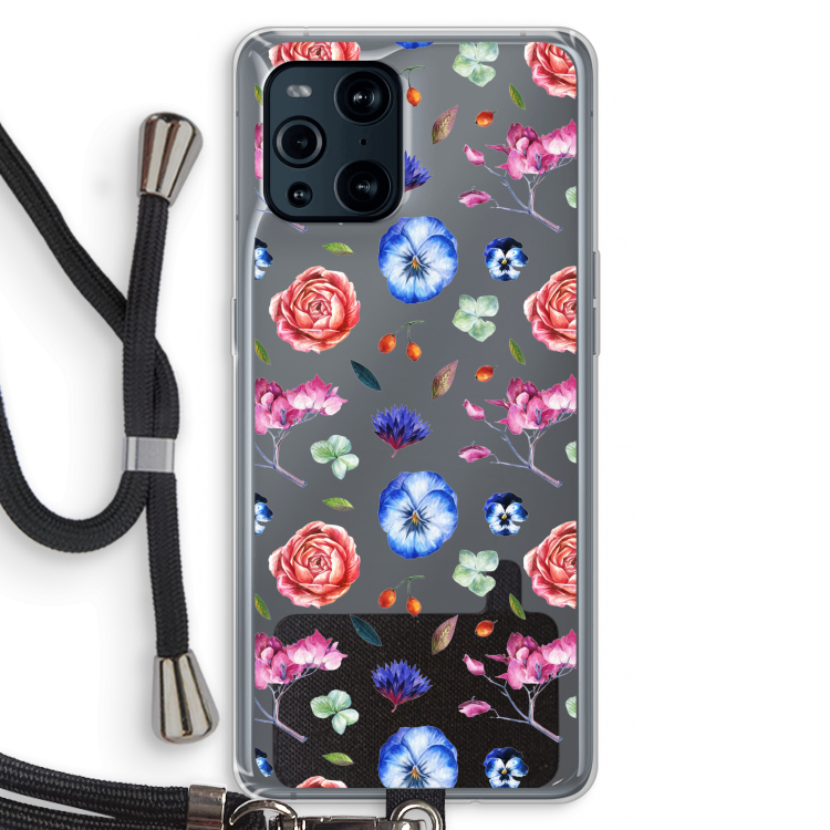 Bloemetjes: Oppo Find X3 Pro Transparant Hoesje met koord