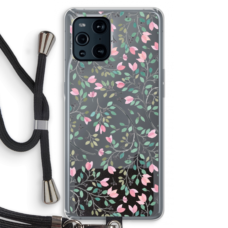 Sierlijke bloemen: Oppo Find X3 Pro Transparant Hoesje met koord