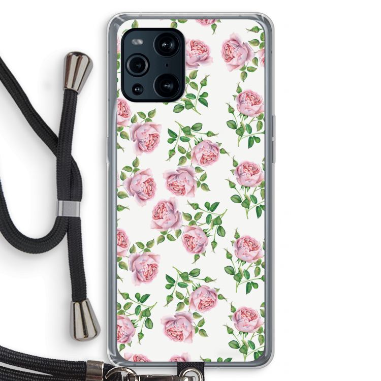 Kleine roosjes: Oppo Find X3 Pro Transparant Hoesje met koord