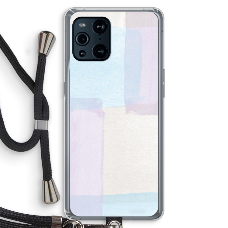 Square pastel: Oppo Find X3 Pro Transparant Hoesje met koord