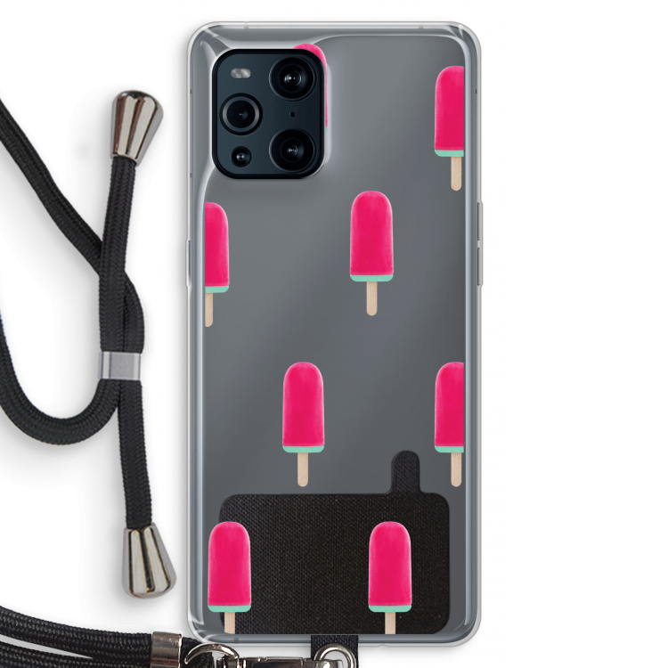 Waterijsje: Oppo Find X3 Pro Transparant Hoesje met koord