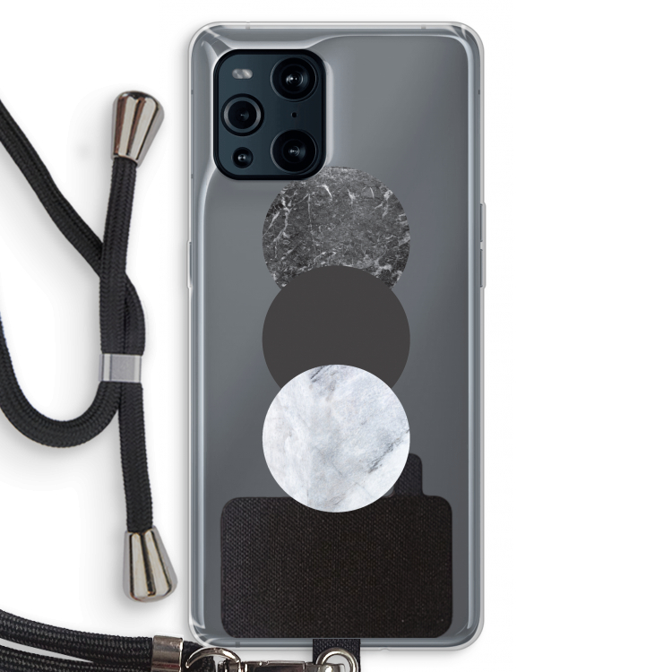 Marmeren cirkels: Oppo Find X3 Pro Transparant Hoesje met koord