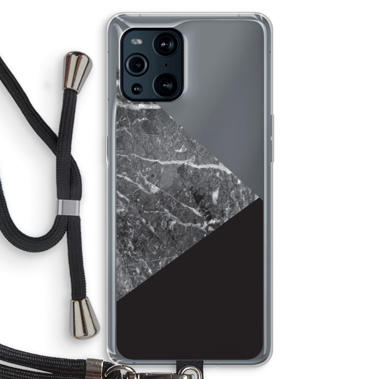 Combinatie marmer: Oppo Find X3 Pro Transparant Hoesje met koord