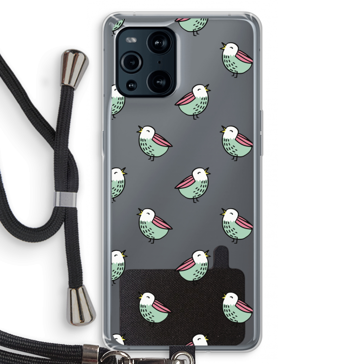 Vogeltjes: Oppo Find X3 Pro Transparant Hoesje met koord