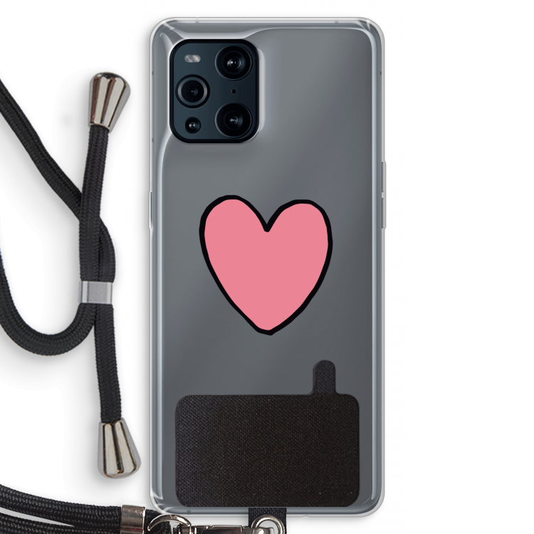 Hartje: Oppo Find X3 Pro Transparant Hoesje met koord