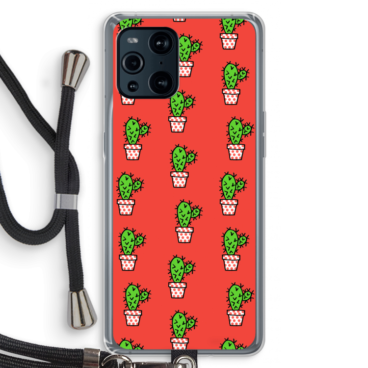 Mini cactus: Oppo Find X3 Pro Transparant Hoesje met koord