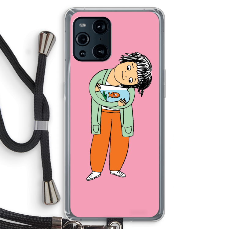 Visknuffel: Oppo Find X3 Pro Transparant Hoesje met koord