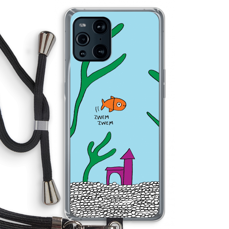 Aquarium: Oppo Find X3 Pro Transparant Hoesje met koord