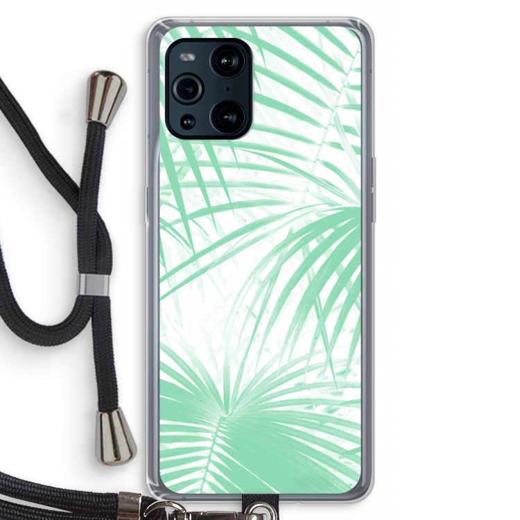 Palmbladeren: Oppo Find X3 Pro Transparant Hoesje met koord