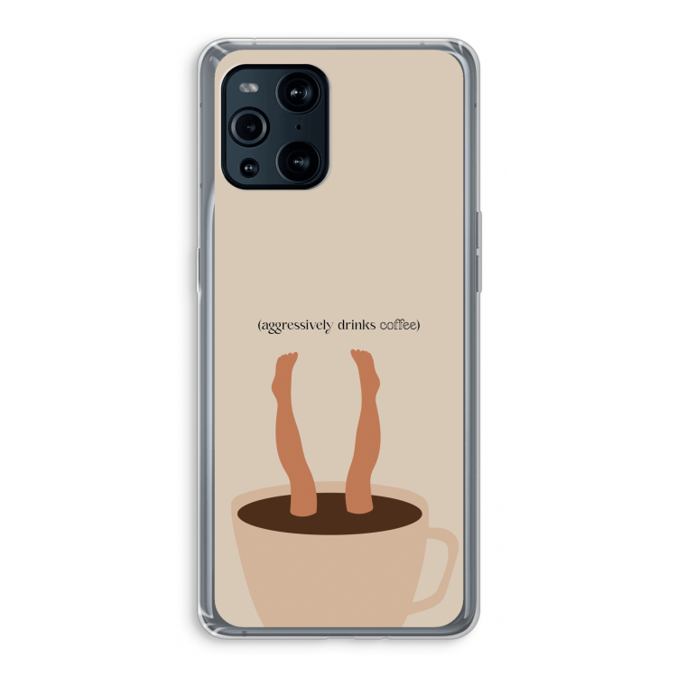 Aggressively drinks coffee: Oppo Find X3 Pro Transparant Hoesje
