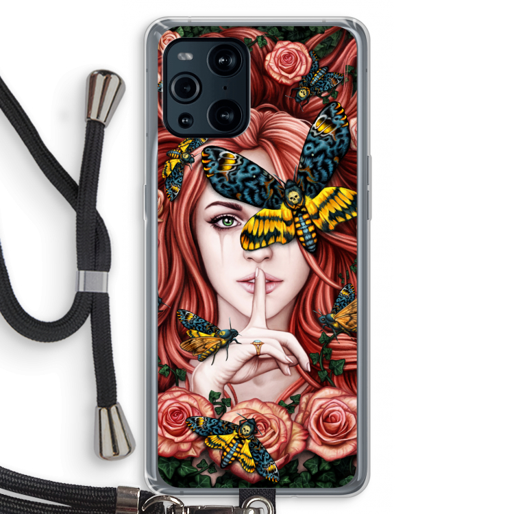 Lady Moth: Oppo Find X3 Pro Transparant Hoesje met koord
